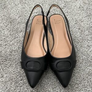 A New Day Black Pointed Slingback Flats